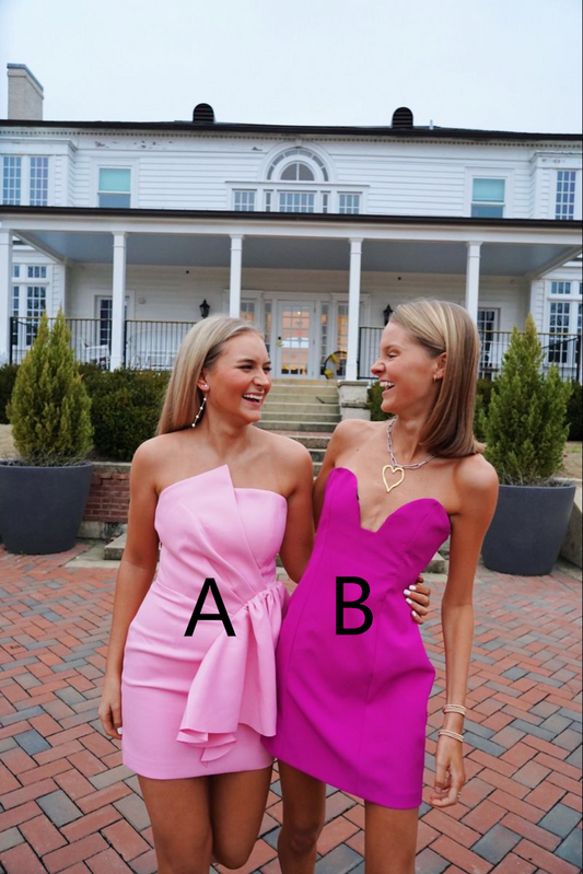 Cute Strapless Homecoming Dress,Pink Homecoming Dress,Y2498