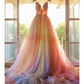Romantic Dip Dye Colored Wedding Dress Y5015