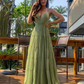 Boho Green Polka Dot Soft Tulle Prom Dress Y2880
