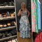 Gorgeous Blue Sleeveless V-Neck Lace Ruffle Tiered Evening Dress,Formal Prom Dress Y8460
