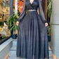 Elegant A Line V Neck Long Sleeve Purple Prom Dresses Y4977
