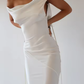 Women Satin Lace Up Backless Long Dress Elegant Bodycon Prom Dresses Y4624
