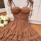 Chic A-line Brown Homecoming Dress,Brown Party Dress Y2552