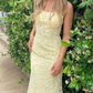Elegant Yellow Backless Lace Prom Dress,Yellow Formal Gown Y7074