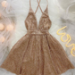 Sexy Deep V Neck Sequins Homecoming Dress,Birthday Party Dress  Y2999