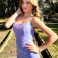 Charming Mermaid Spagehtti Straps Lilac Lace Sequin Long Prom Dress Evening Dress Y8235