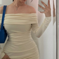 Sexy Off The Shoulder Bodycon Dress,Homecoming Dress with Long Sleeves,Y2491