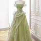 Sage Green Tulle Prom Dress,A-line Tulle Prom Gown Y2368