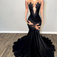 Sexy Lace Applique Prom Dress,Black Mermaid Evening Dress Y6497