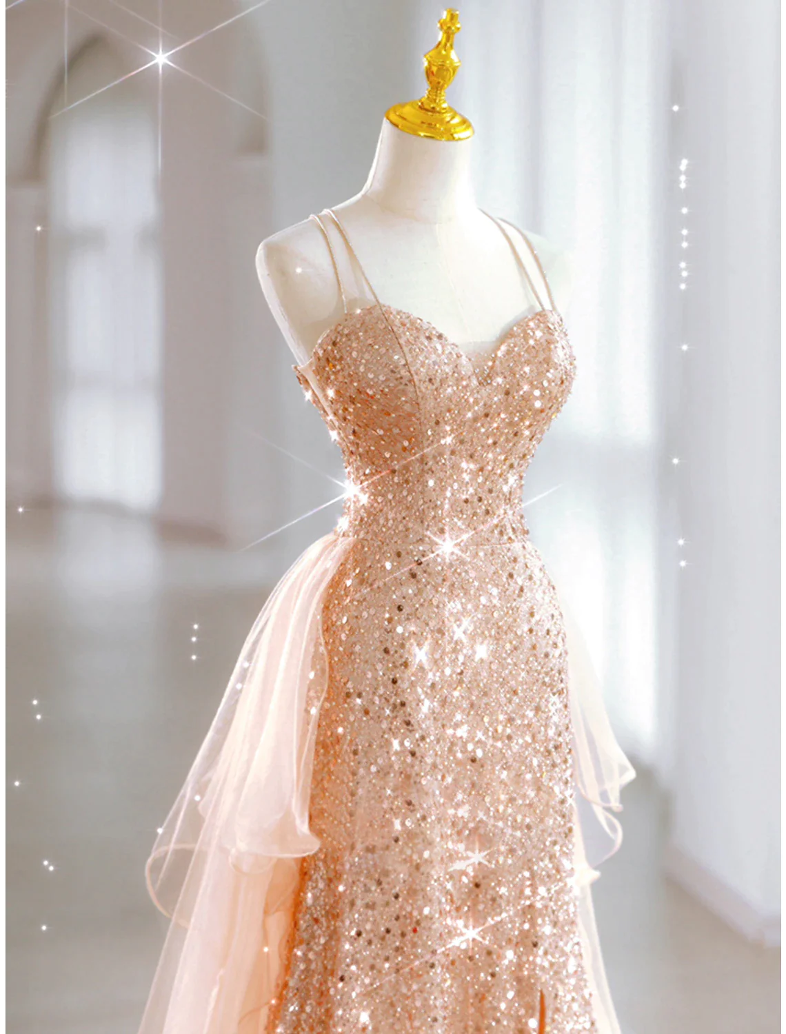 A-Line Prom Dresses Sparkle & Shine Dress Sweet 16 Floor Length Sleeveless Sweetheart Tulle with Sequin Y2972