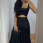 Charming Black Two Piece Prom Dress,Black Party Gown Y7119
