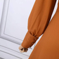 Vintage Long Puff Sleeve Dress Autumn Fashion Stand Collar Button Prom Dress Y4948