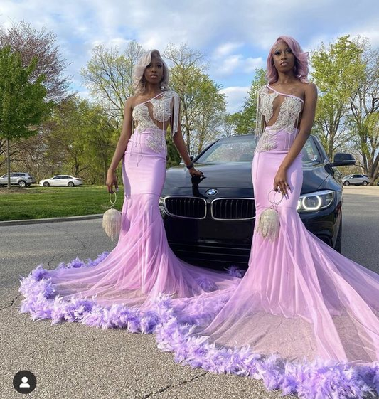 Sexy Mermaid Prom Dress With Feathers,Charming Evening Dress Y6637