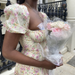 Women's Elegant Long Prom Dress Puff Sleeve Floral Dress Summer Beach Party Dresses  Y2702
