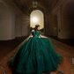 Off The Shoulder Green Prom Dress Sweet 16 Dress Ball Gown Y3029