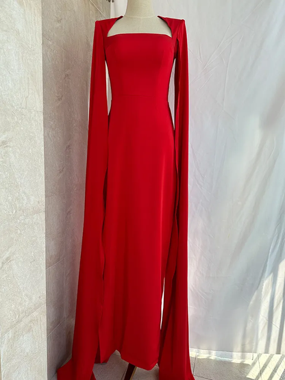 Party Evening Dresses Women Casual Strapless Red Banquet Maxi Wedding Dresses for Female Y4991