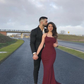 Glitter Burgundy Mermaid Evening Dress With Train Y5037