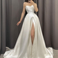 Charming White A-line Satin Wedding Dress Y5900