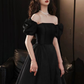 Black evening dress, new style satin prom dress,princess birthday dress,custom made Y4953
