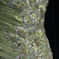 Vintage Green Mermaid Satin Beaded Sequin Evening Dress,Spaghetti Strap Long Prom Dress Y8556