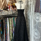 Vintage V Neck Black Chiffon Lace Evening Dress Long Prom Dress Y7813
