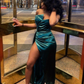 Elegant Green Satin Evening Dress,Green Evening Gown Y4102