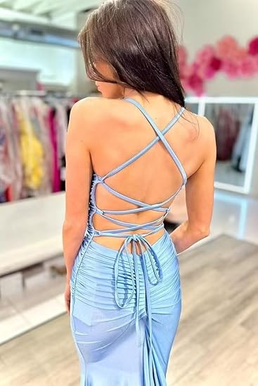 Sexy Purple V-Neck Lace-Up Back Mermaid Long Prom Dress  Y7277