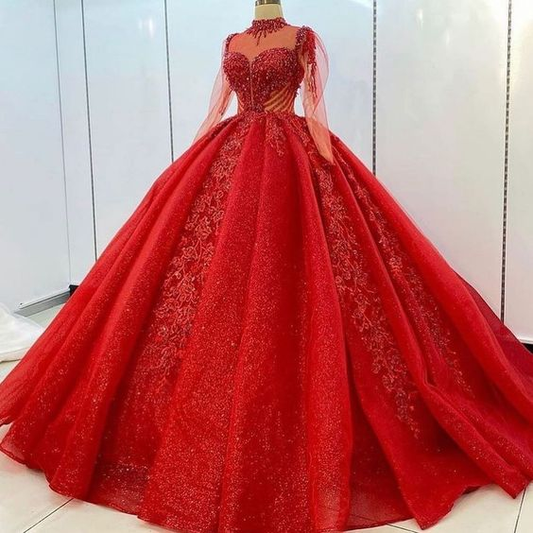 Luxurious Red Ball Gown,Red Princess Dress Y6571