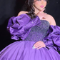 Purple A-line Satin Ball Gown,Princess Dress,Sweet 16 Dress Y5023