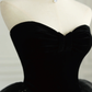 Black Strapless Tulle Formal Dress with Velvet, A-Line Sweetheart Neck Long Prom Dress  Y4434