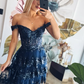 Navy Blue A-Line Sweetheart Lace Tiered Short Homecoming Dress Y8107