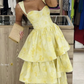 Yellow Dress Fashion Elegant Prom Dresses Vintage Princess Female Evening Party Dress Y7256