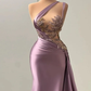 Elegant Long A-line One Shoulder Sleeveless Prom Dress With Appliques,Y2489