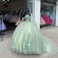 Mint Green Quinceanera Dresses 3D Flowers Ball Gown Pageant Party Sweet 15 Dress Y4481