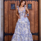 Flower Pattern Prom Dress Spaghetti Strap Princess Formal Occasion Dresses A-line Party Dress Y2722