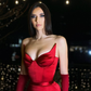 Sexy Mermaid V Neck Red Satin Long Prom Evening Dresses,Formal Party Dresses Y3071