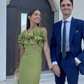 Green Ruffle Neckline Long Prom Dress Wedding Guest Dress Y2810