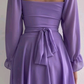 Purple Square Neckline Chiffon Homecoming Dress Y2885