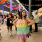 Women Shiny Sequin Sparkle Homecoming Dress Sleeveless Glitter Layered Rainbow Ruffle Dress Party Club Night Dress,Y2475