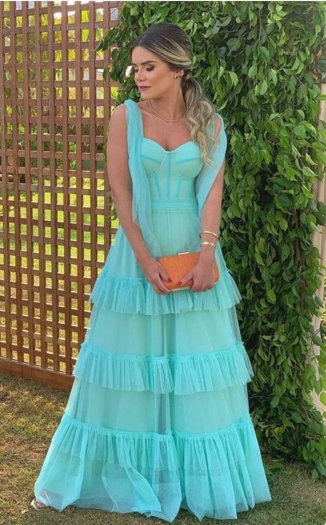 Sweetheart Long Evening Party Gowns Layered Tulle Prom Dress Y4828