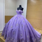 Purple Off The Shoulder Ball Gown,Purple Sweet 16 Dress  Y6600