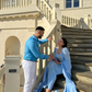 Elegant Blue Beaded Sequins Luxury Evening Dresses Satin Trim with Shawl Arabian Dubai Muslim Prom Dress Y4669