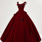 Beautiful Burgundy Velvet Quinceanera Dress Birthday Ball Gown With Rose Flowers Y7750