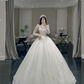 Glamorous White A-line Wedding Dress,White Bridal Dress Y4016