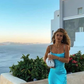 Blue Spaghetti Straps Short Prom Dress,Blue Party Dress Y3023