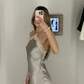 Sexy Halter Satin Lace Party Evening Dress Y8169