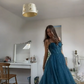 A-line Spaghetti Straps Glitter Tulle Prom Dress Chic Evening Dress Y406