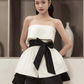 Strapless A-line Homecoming Dress with Waist Bow Y2695
