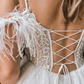 Feather Off the Shoulder White Beaded Homecoming Dress Y2826
