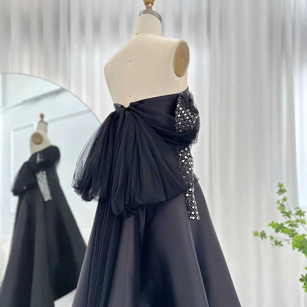 Luxury Dubai Evening Dresses for Women Wedding Party Black Long Sleeve Gala Prom Dress Y4621